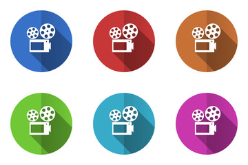 Flat design vector icons. Colorful web buttons set.