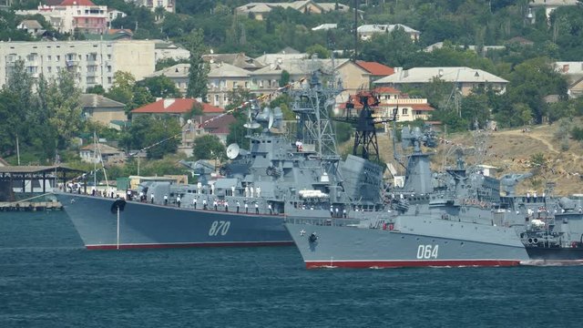 warships in the military base