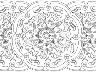 Mandala coloring seamless vector for adults