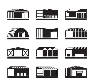 Different Industrial warehouses - vector illustration