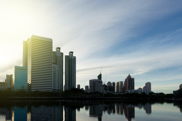 Fototapeta premium view of Bangkok city building