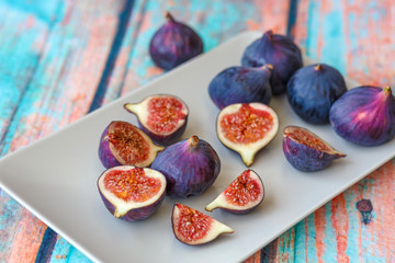 Purple figs on plate