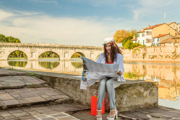 Fototapeta premium tourist consulting map in Italy