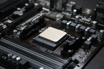 Fototapeta na wymiar CPU on computer mainboard