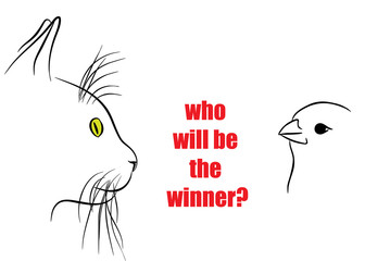 Image of cat muzzle with long whiskers. Vector illustration.