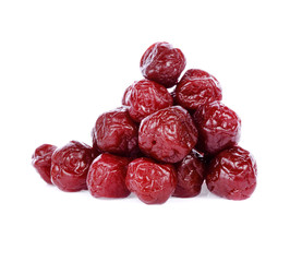 Dried plums isolated on white background
