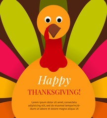 Cute colorful cartoon turkey bird background.