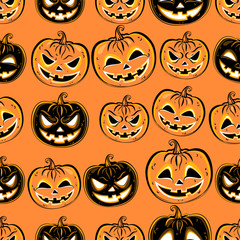 Seamless pattern with a pumpkin. Halloween Party design template