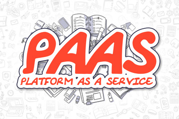 PaaS - Doodle Red Word. Business Concept.