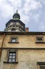 Naklejka premium architectural fragments of the Monastery and Bernardine Cathedral, Lviv, Ukraine 