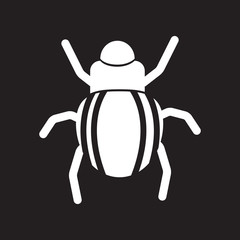 flat icon in black and white style beetle insect   