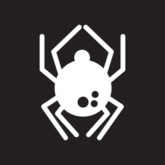 flat icon in black and white style spider insect  