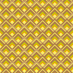 Fun vintage pattern with yellow brown green and orange diamonds

