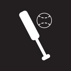 flat icon in black and white style ball baseball bat  