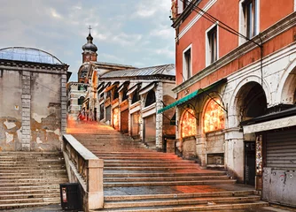 Papier Peint photo autocollant Pont du Rialto Venice Rialto Stairs
