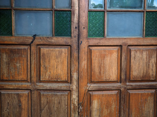 Detail of a closed wooden door
