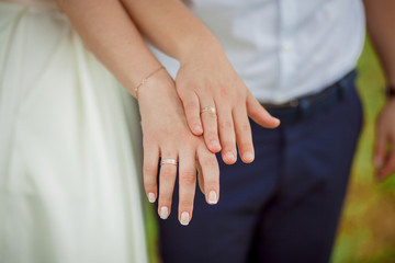 wedding hands newlyweds