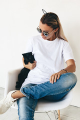 T-shirt mockup on model