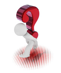 3d character with a big red question mark