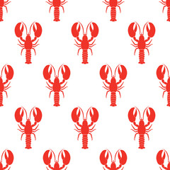 Lobster seamless pattern. Vector illustration