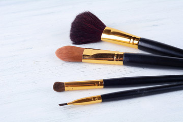 Close up of a set of make up brushes.