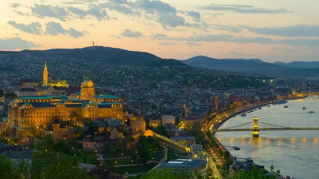Cityscape of Budapest at sunset time