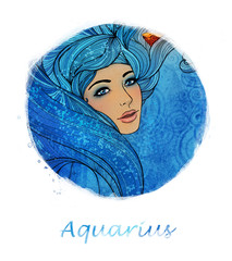 Aquarius zodiac sign as a beautiful girl