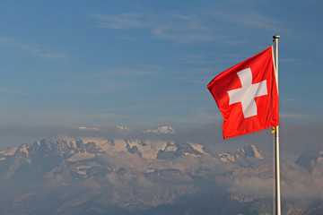 schweizerflagge, alpen, schweiz