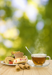 image of tea and candy close-up