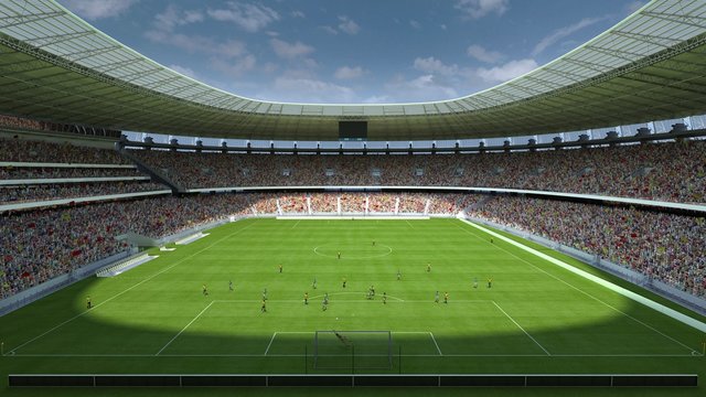 inside the football stadium 3d rendering