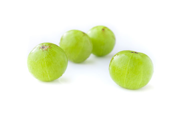 Fresh Indian gooseberry fruit on white background, fruit for hea