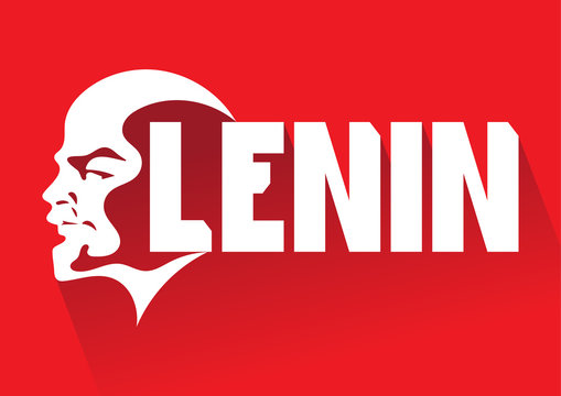 Portrait of Vladimir Lenin. Poster stylized Soviet-style. The leader of the USSR. Russian revolutionary symbol.