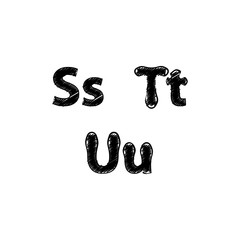 Vector alphabet. Hand drawn letters. Painted Alphabet. Vector illustration.