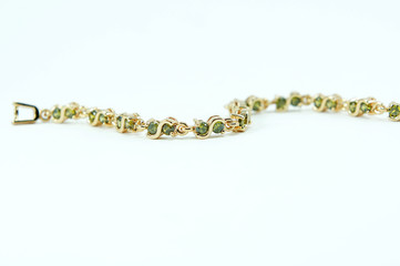 The Bracelet green sapphire on white background