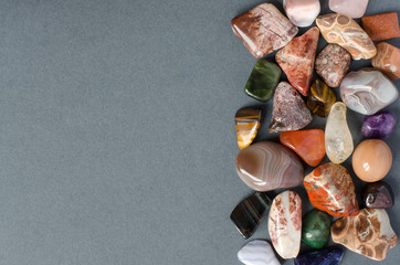 Gems on gray background. Collection