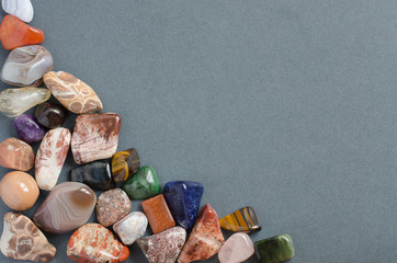 Gems on gray background. Collection
