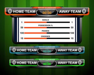 Soccer Scoreboard Statistics Template, vector illustration