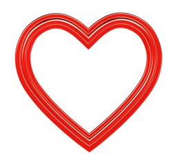 Red heart picture frame isolated on white. 3D illustration.