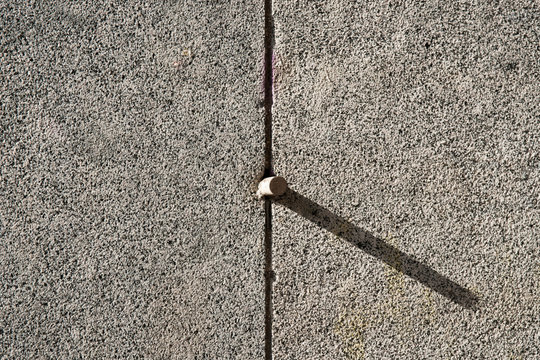 Metal pintle or dowel in a granite wall