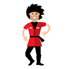 Vector Lezginka dancer. Flat style colorful Cartoon illustration.