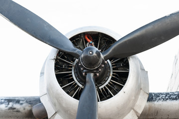 Engine and propeller of a vintage aircraft - obrazy, fototapety, plakaty