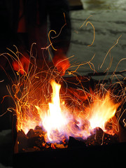 fire dance, evening barbecue