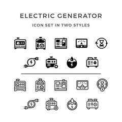 Set icons of electrical generator - obrazy, fototapety, plakaty