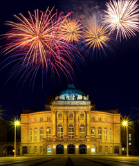 Silvester Feuerwerk am Opernhaus in Chemnitz Sachsen
