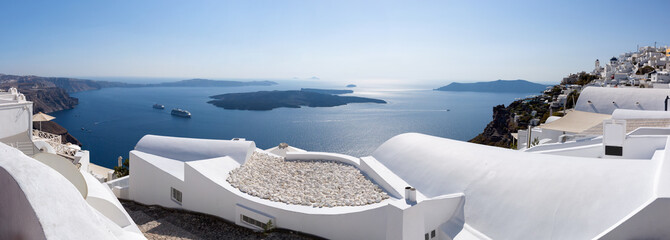 Panorama von der Caldera und Imerovigli in Santorini