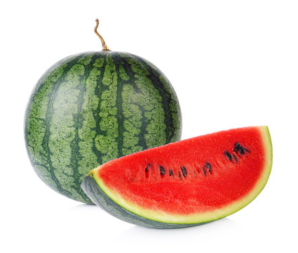 Sliced ripe watermelon isolated on white background cutout