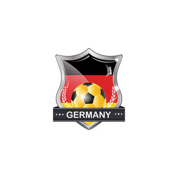 Germany football elegant shiny icon / button / label with soccer ball.