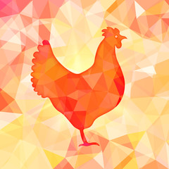 Bright polygon illustration of a hen. Happy Chinese New Year cards. Perfect for decoration designs festive banners, postcards, posters.