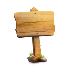 Fototapeta premium Single Blank Wooden Signpost