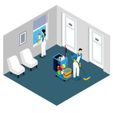 Professional Cleaning Isometric Design